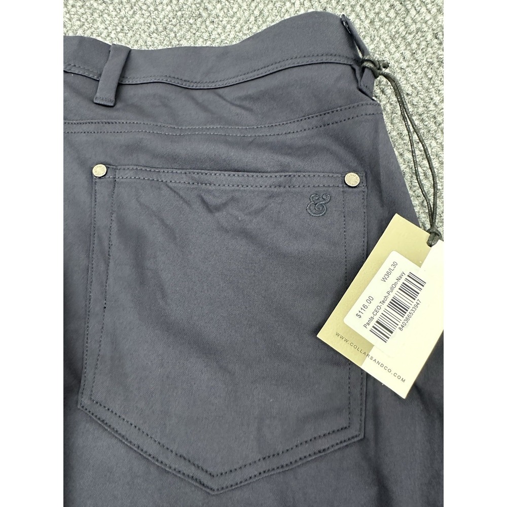 Collars & Co Men's 36x30 CEO Tech Pull On Pants Chino Navy Blue Stretch - New - Picture 9 of 14